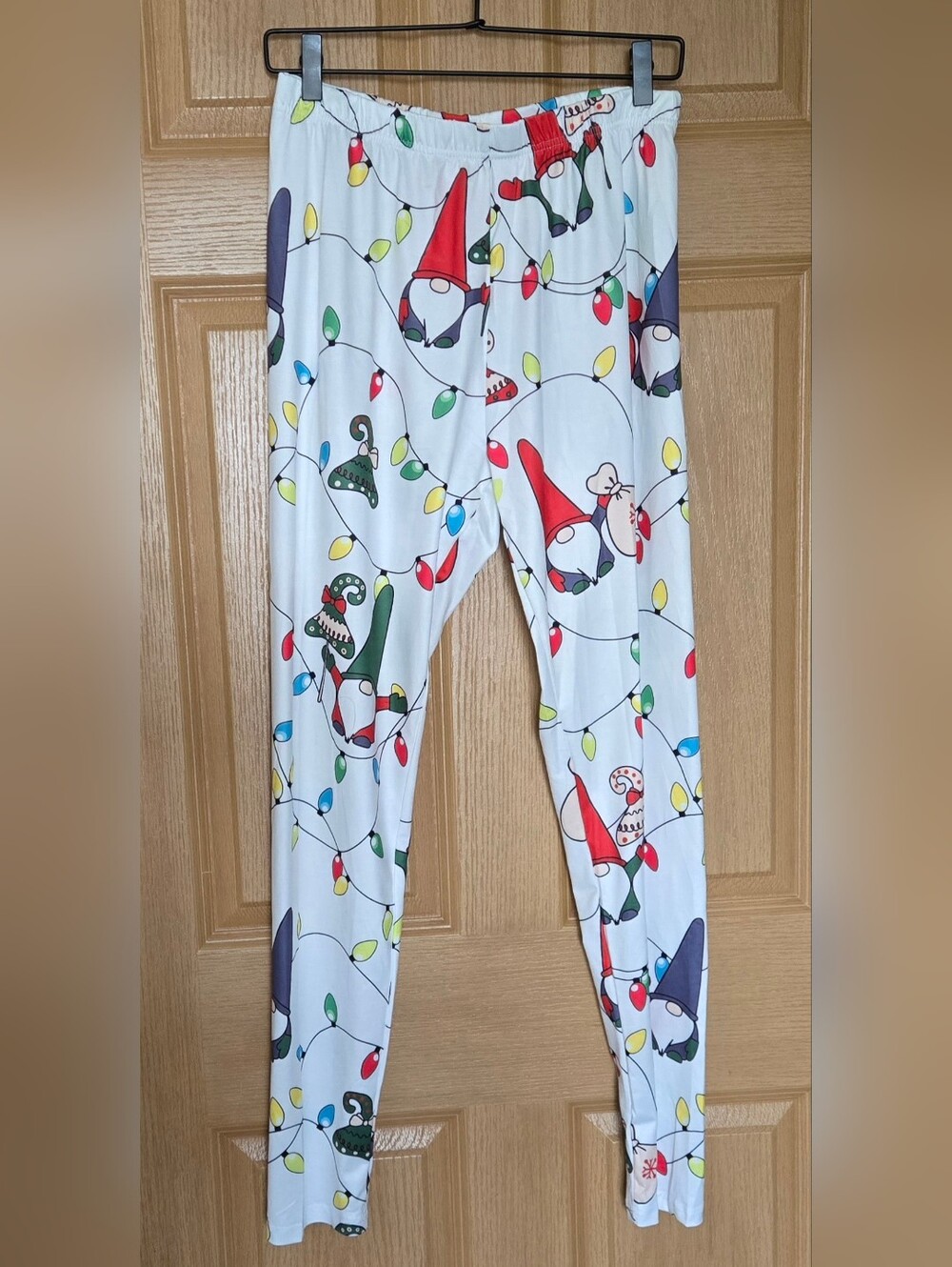 Holiday Gnome Print Lounge Leggings - White